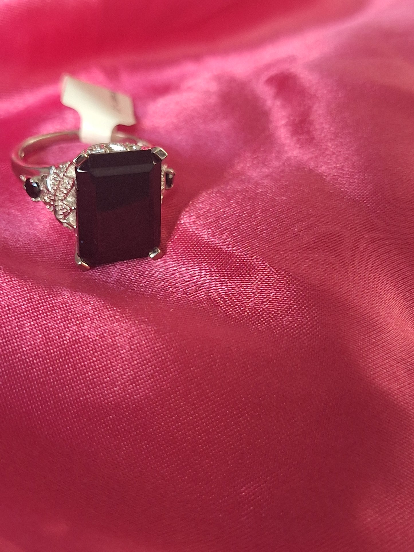 Emerald Cut Natural Black Spinel Ring