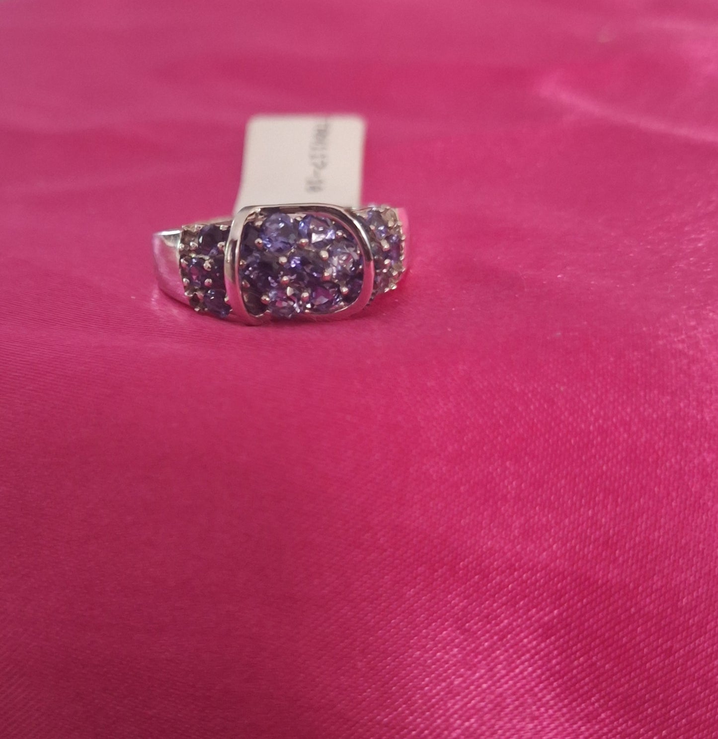 Lolite & Blue Diamond Buckle 925 Sterling Silver Ring