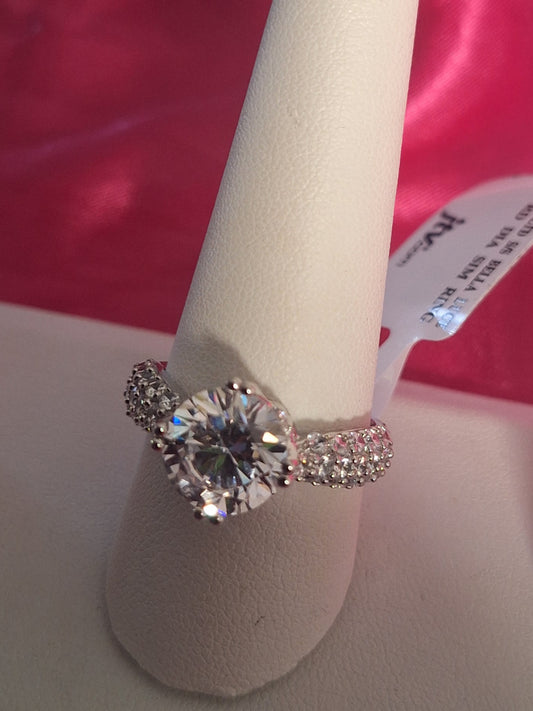 Rhodium plated sterling silver Bella Luce Gemstone: Round diamond simulated