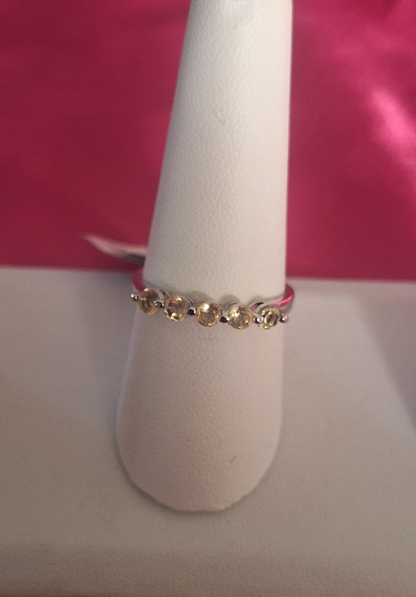 Sterling Silver Round Cut Citrine 5-Stone Ring