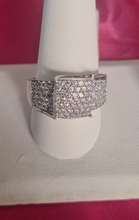 BELLA LUCE® 5.55CTW ROUND RHODIUM PLATED STERLING SILVER RING