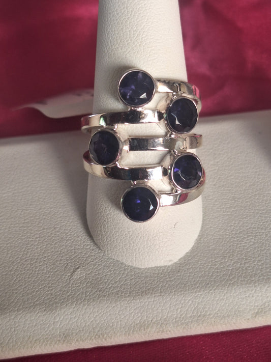 Sterling Silver Round Lolite Ring