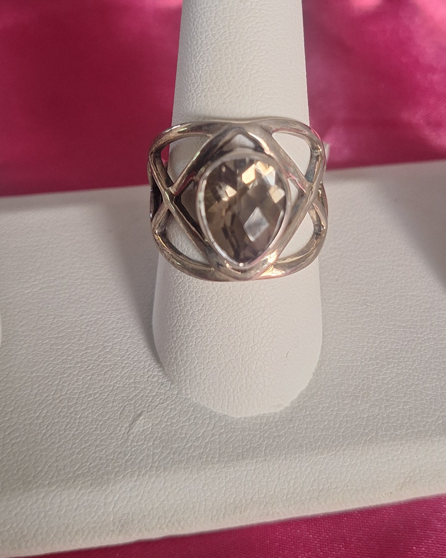 Sterling Silver Pear Shaped Smokey Quartz Ring