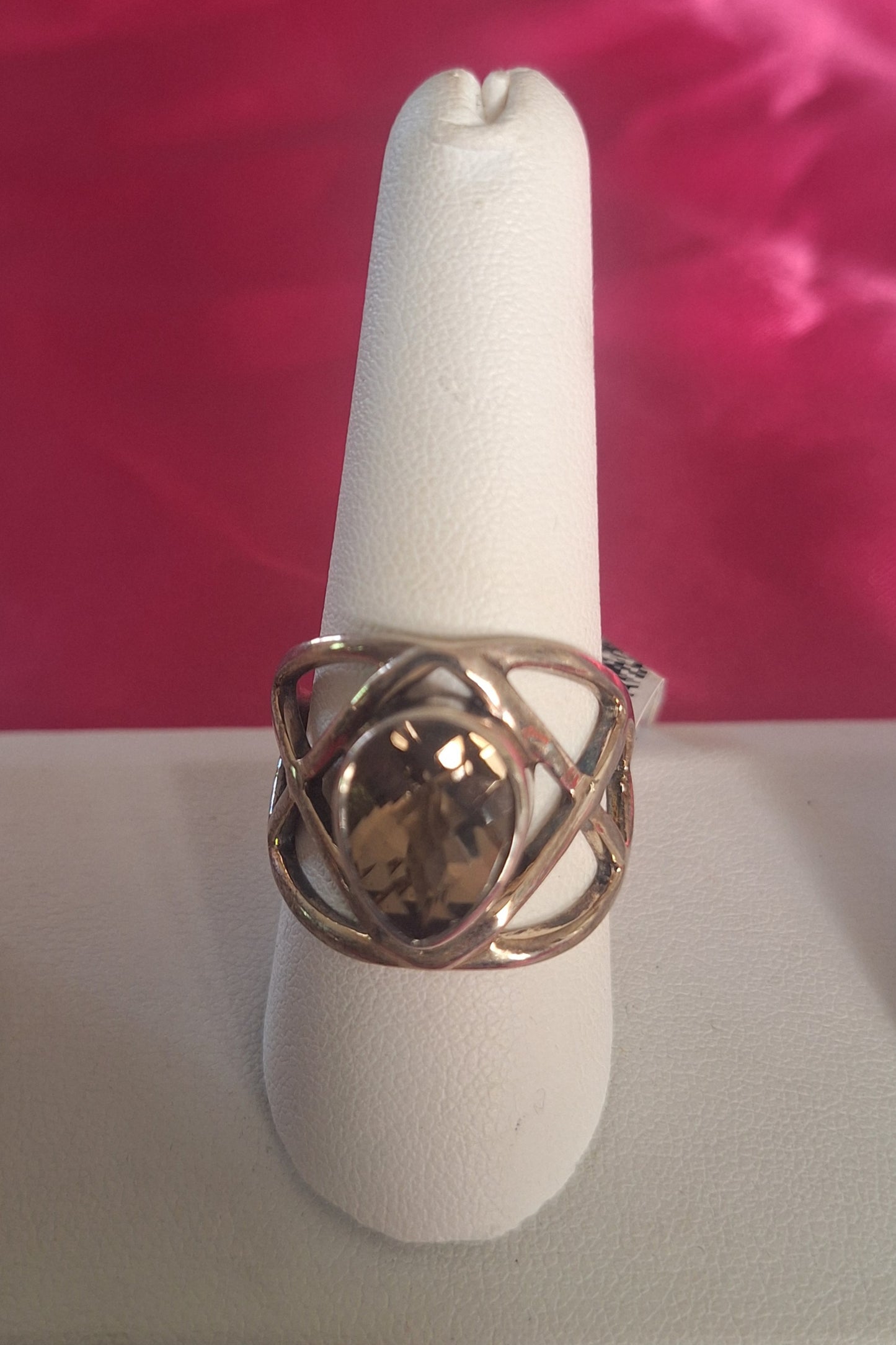 Sterling Silver Pear Shaped Smokey Quartz Ring