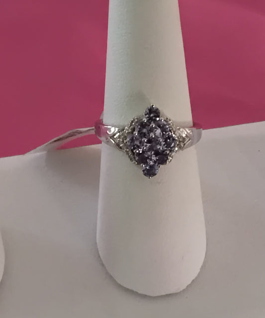 Sterling Silver Tanzanite and Diamond Accented Ring