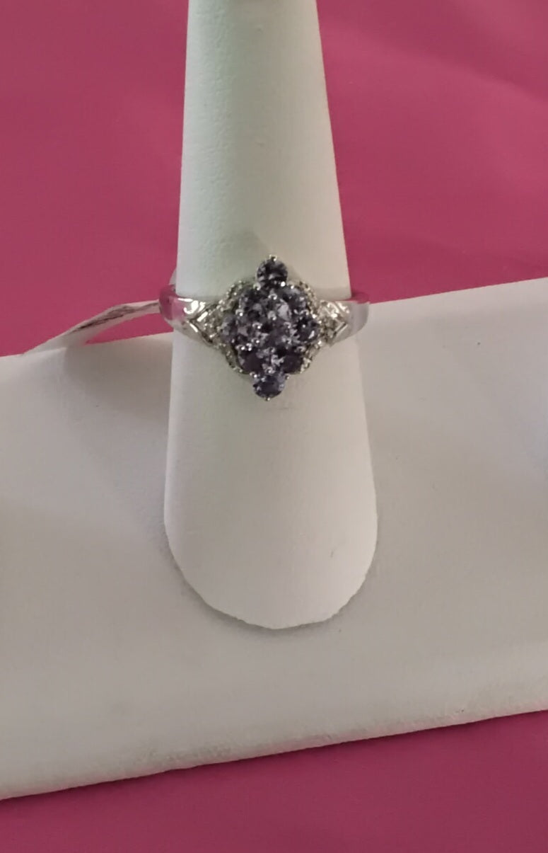 Sterling Silver Tanzanite and Diamond Accented Ring