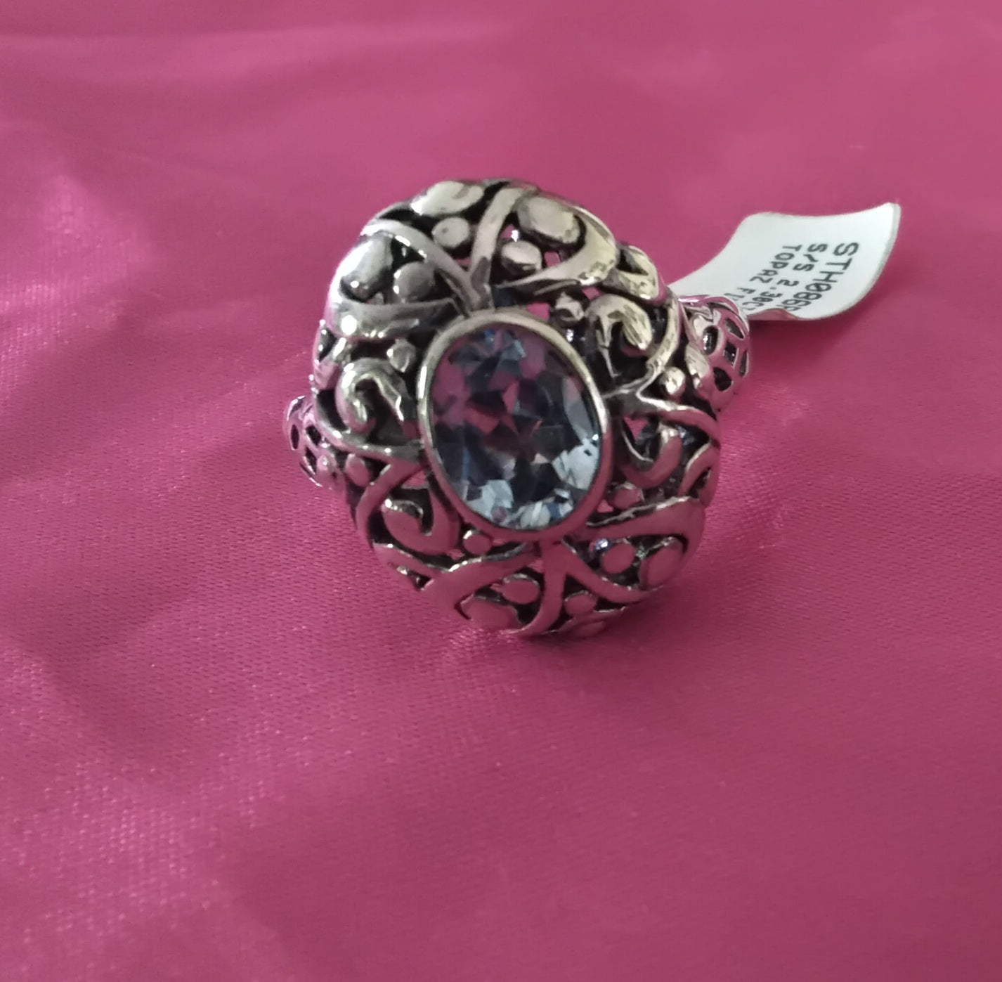 Sterling Silver Oval Blue Topaz Gemstone Ring