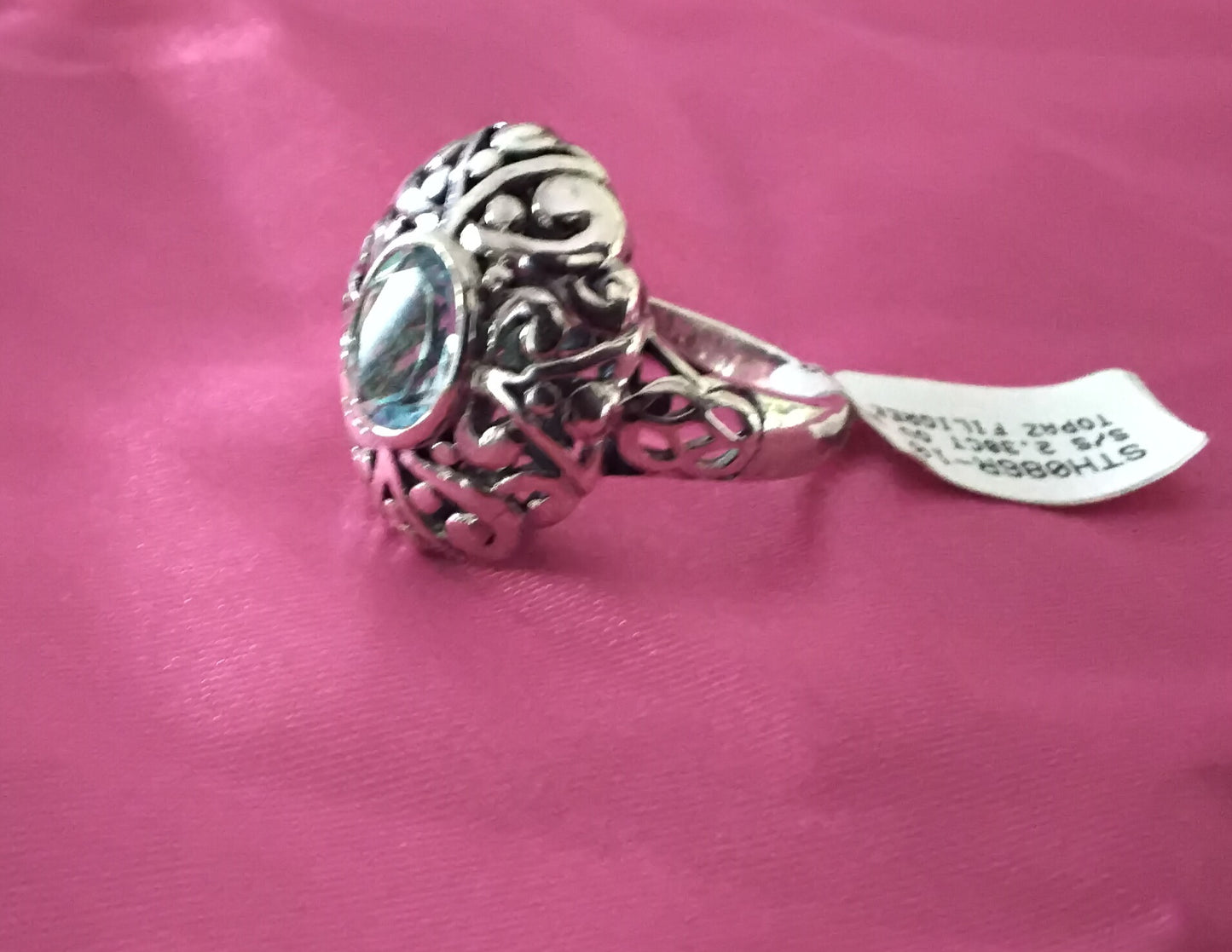 Sterling Silver Oval Blue Topaz Gemstone Ring