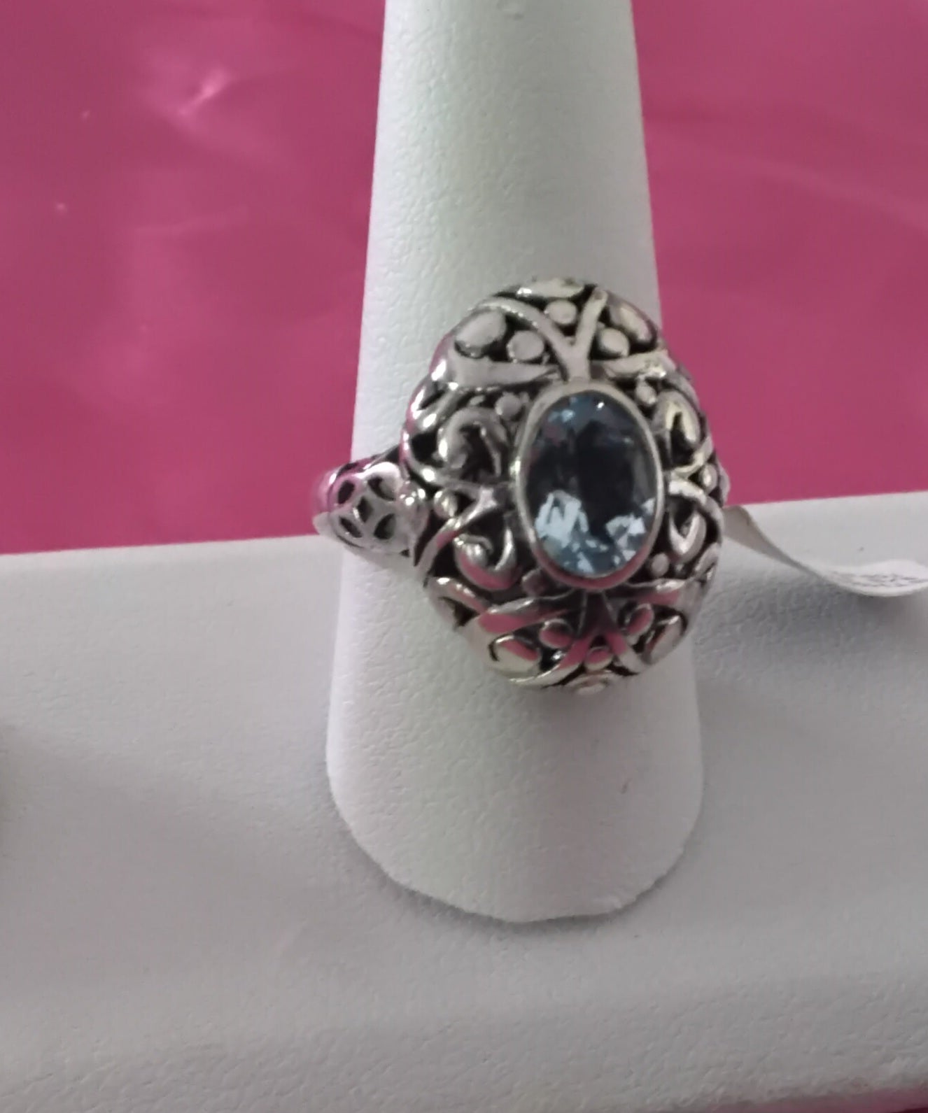 Sterling Silver Oval Blue Topaz Gemstone Ring