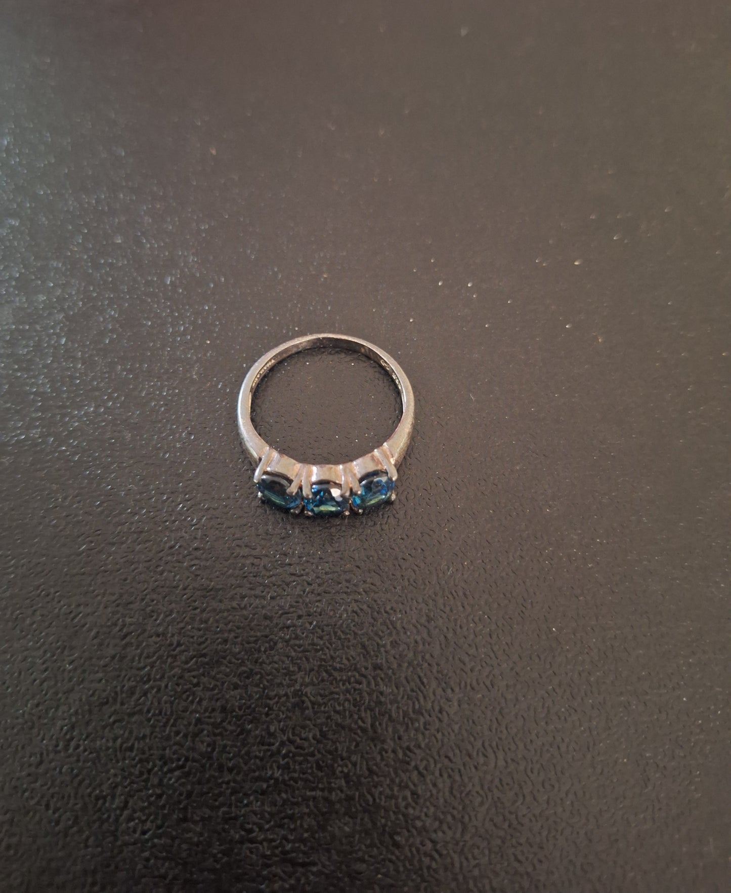 Natural Swiss Blue Topaz 3 Stone Ring