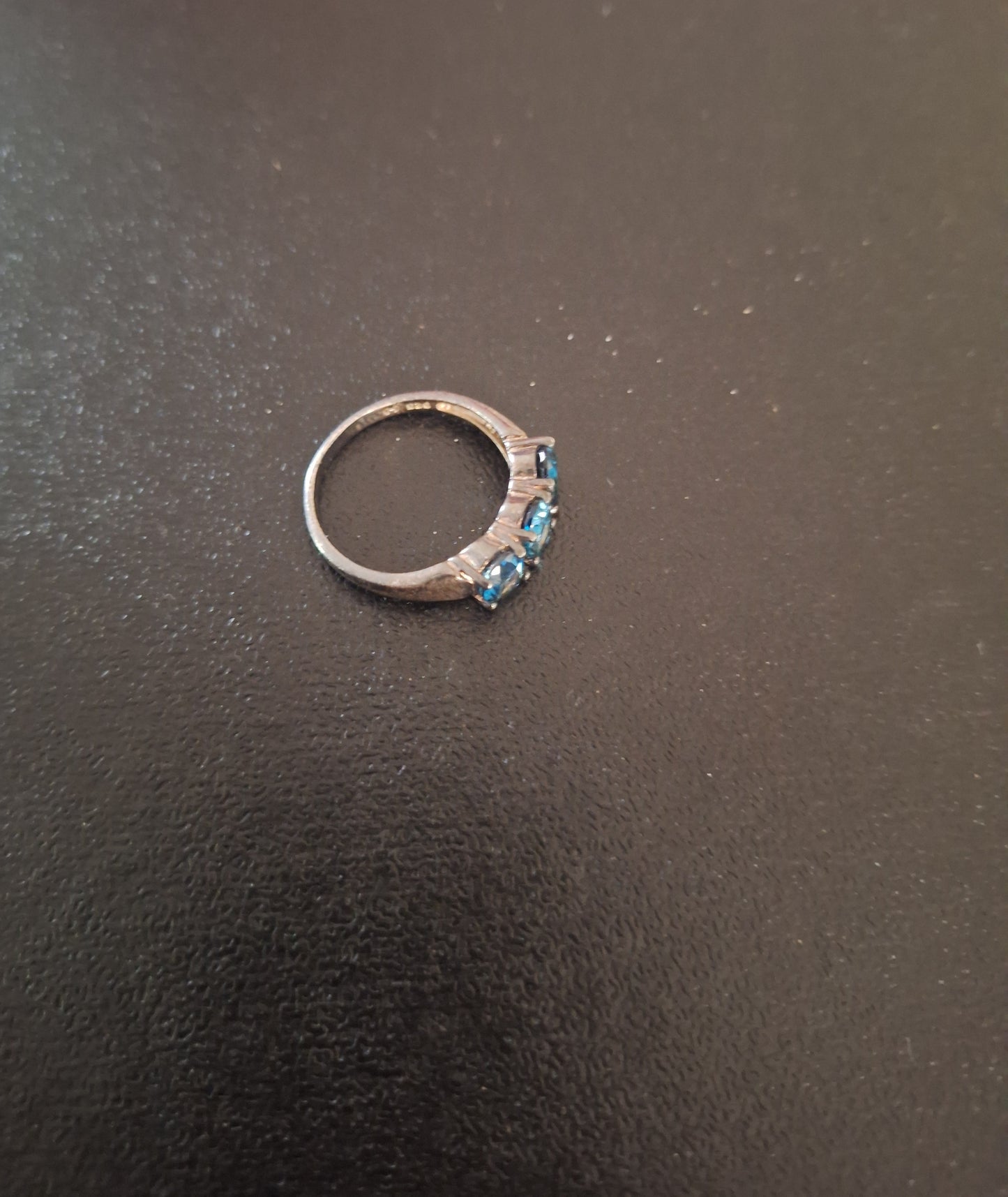 Natural Swiss Blue Topaz 3 Stone Ring