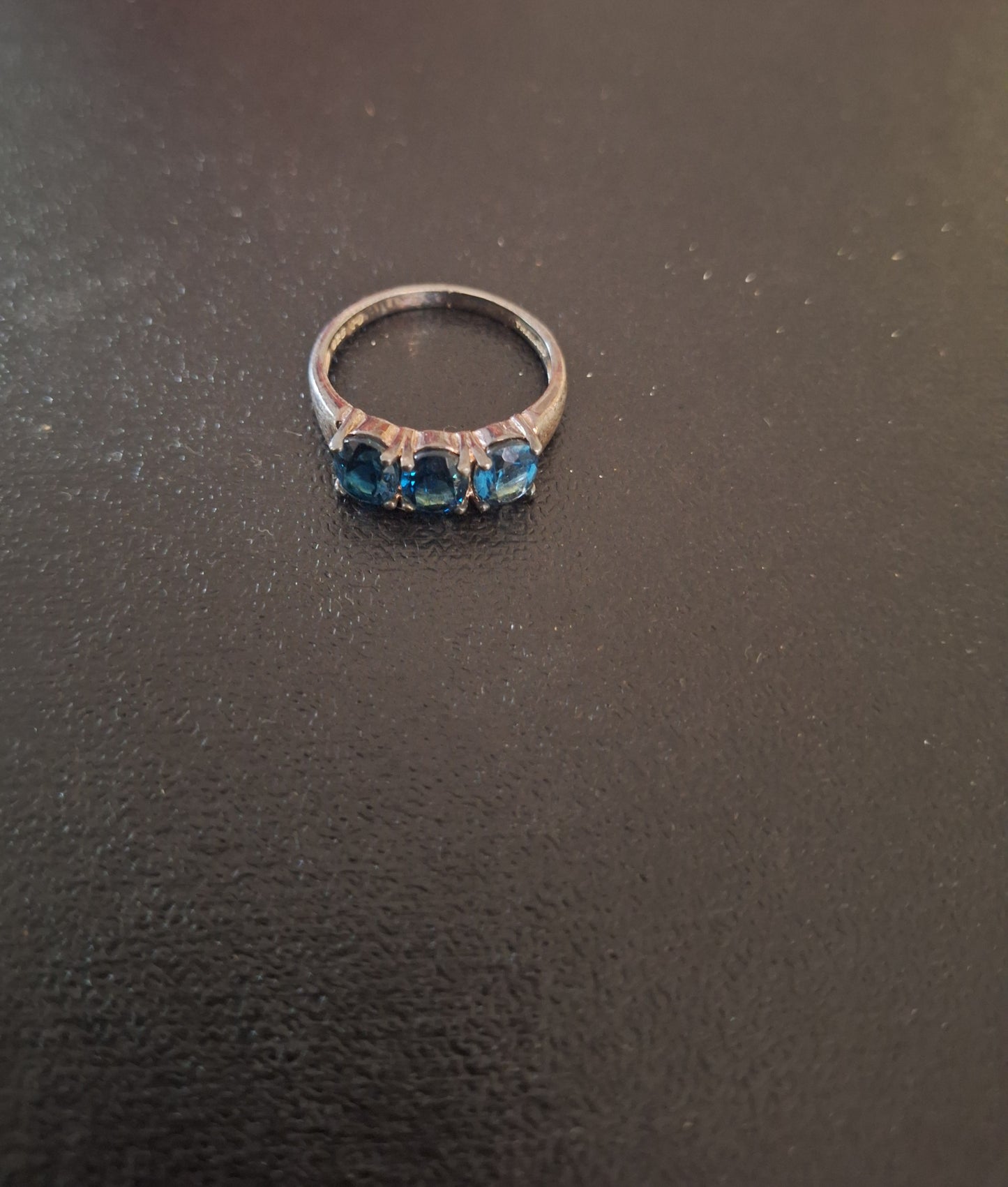 Natural Swiss Blue Topaz 3 Stone Ring