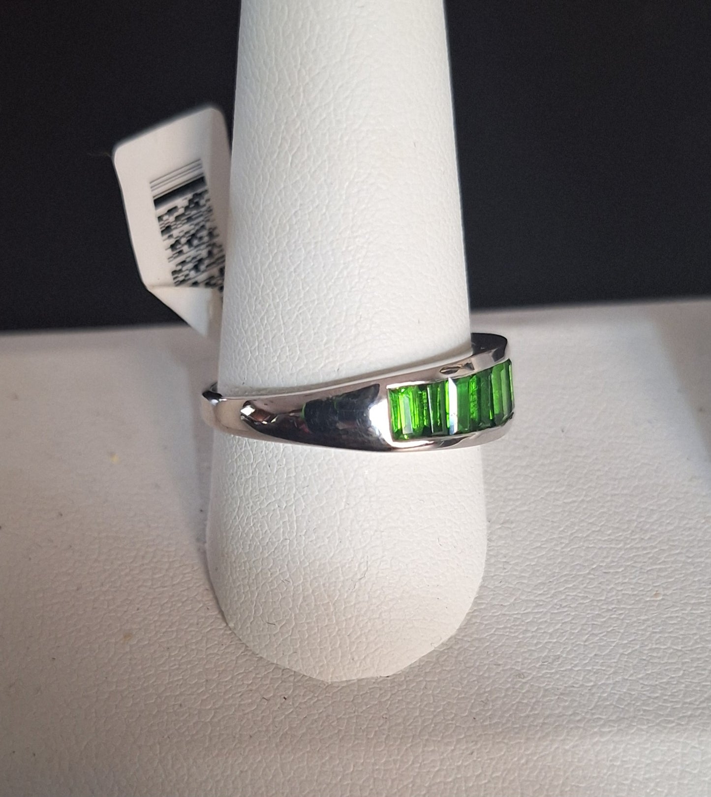 Sterling Silver Green Gemstone Eternity Band