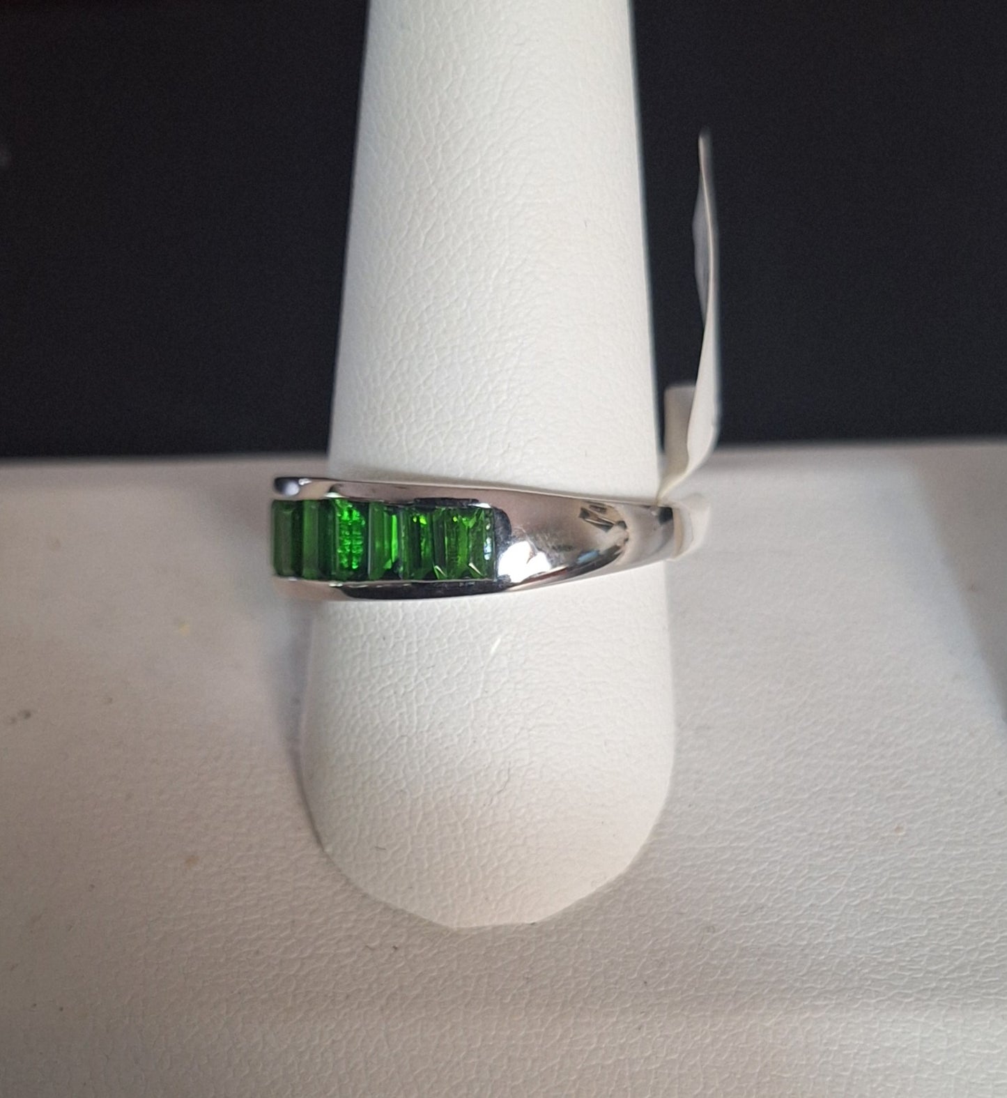 Sterling Silver Green Gemstone Eternity Band