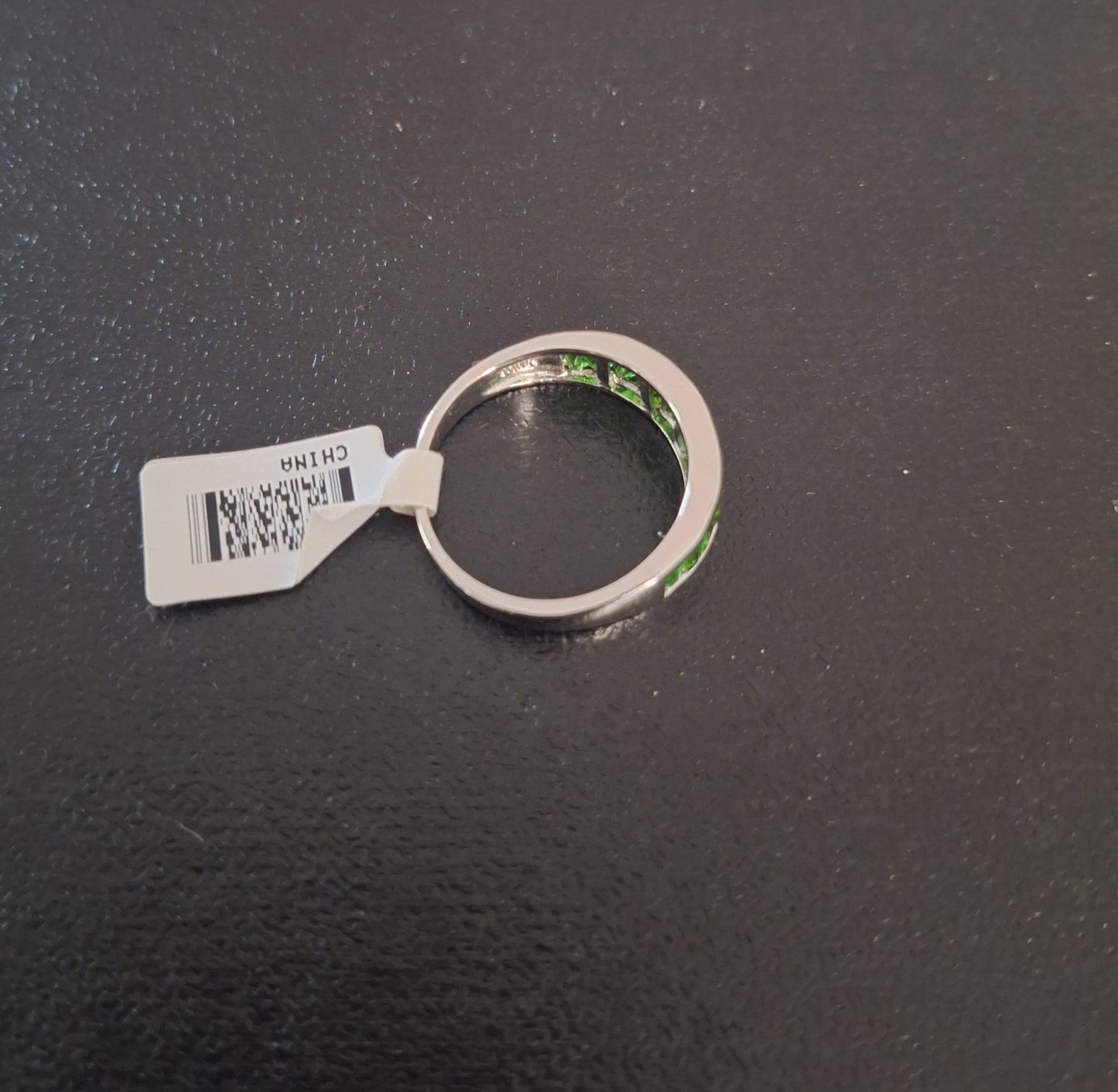 Sterling Silver Green Gemstone Eternity Band