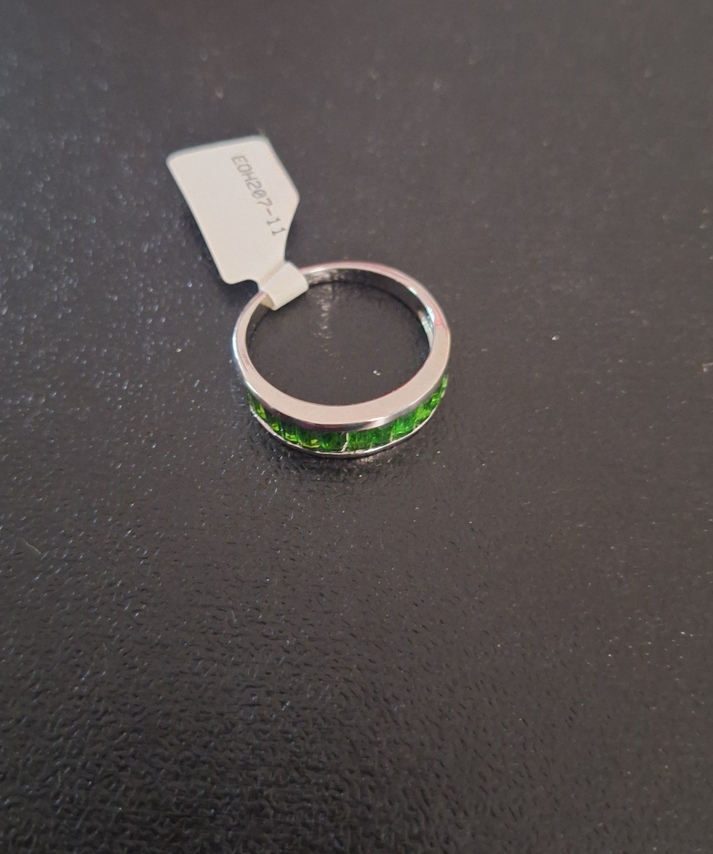 Sterling Silver Green Gemstone Eternity Band