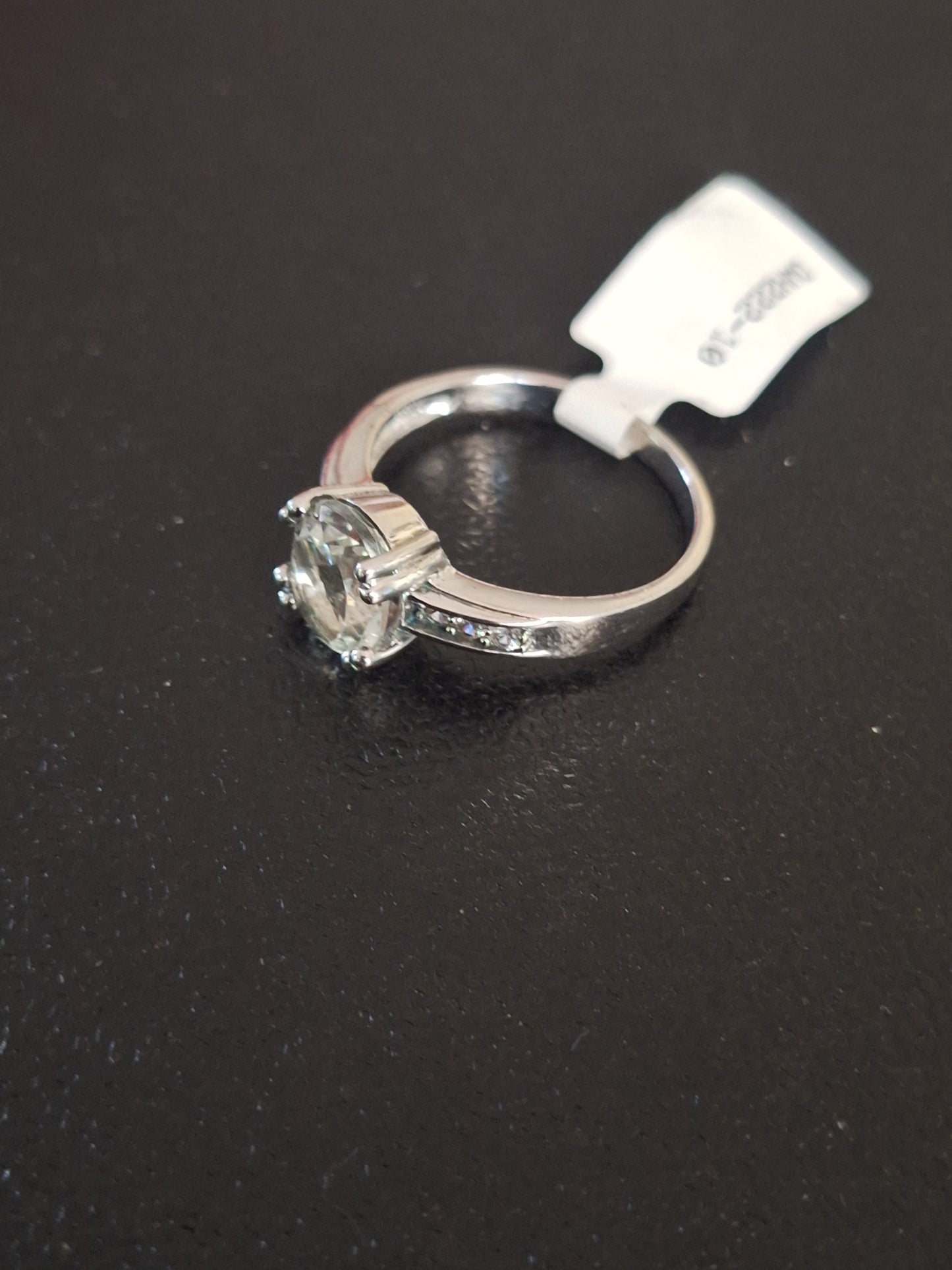 J & T 925 Sterling Silver Clear Topaz Ring