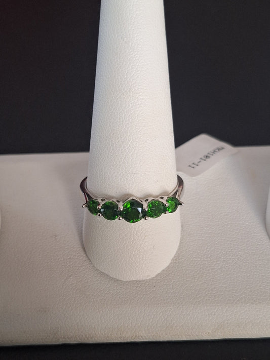 Chrome Diopside 925 Sterling Silver 5 Stone Band Ring