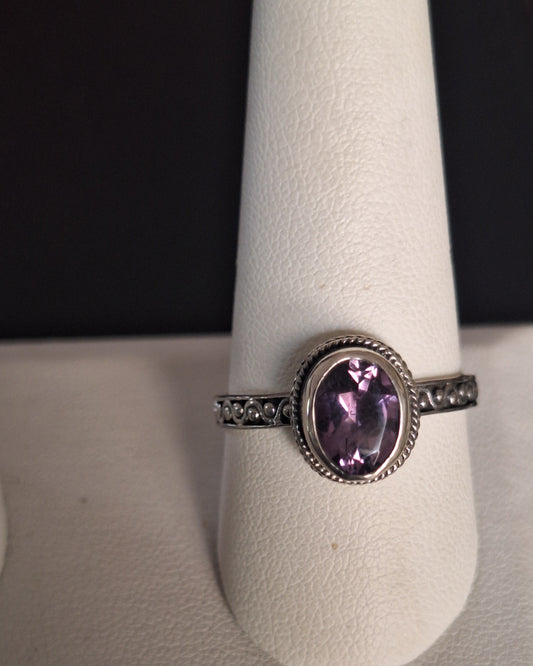 Wise Waves Balinese One-Carat Amethyst Single Stone Ring