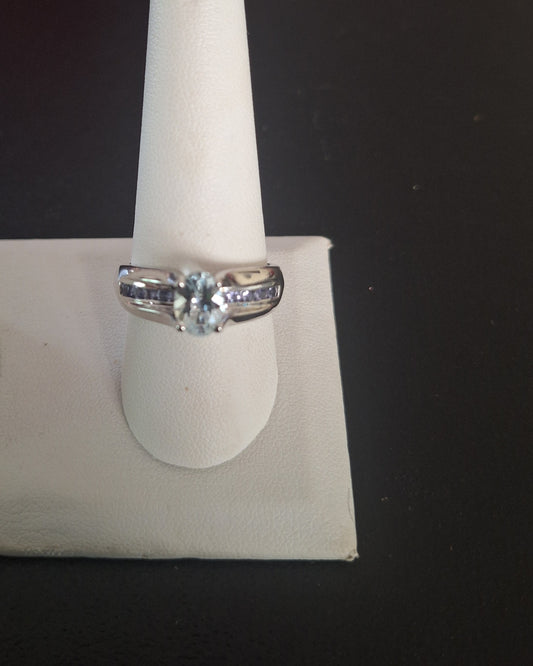 Sterling Silver Aquamarine Amethyst Ring