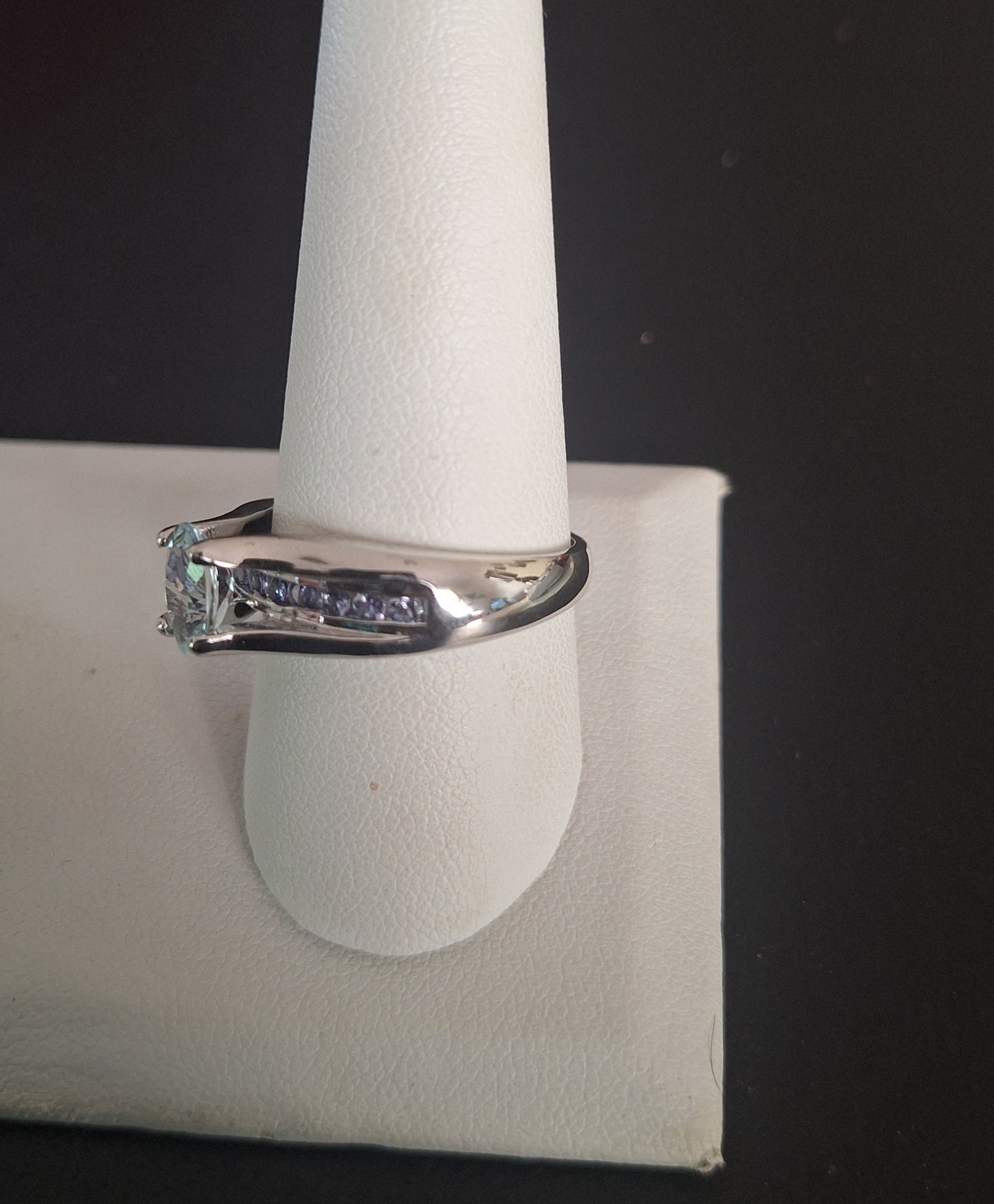 Sterling Silver Aquamarine Amethyst Ring