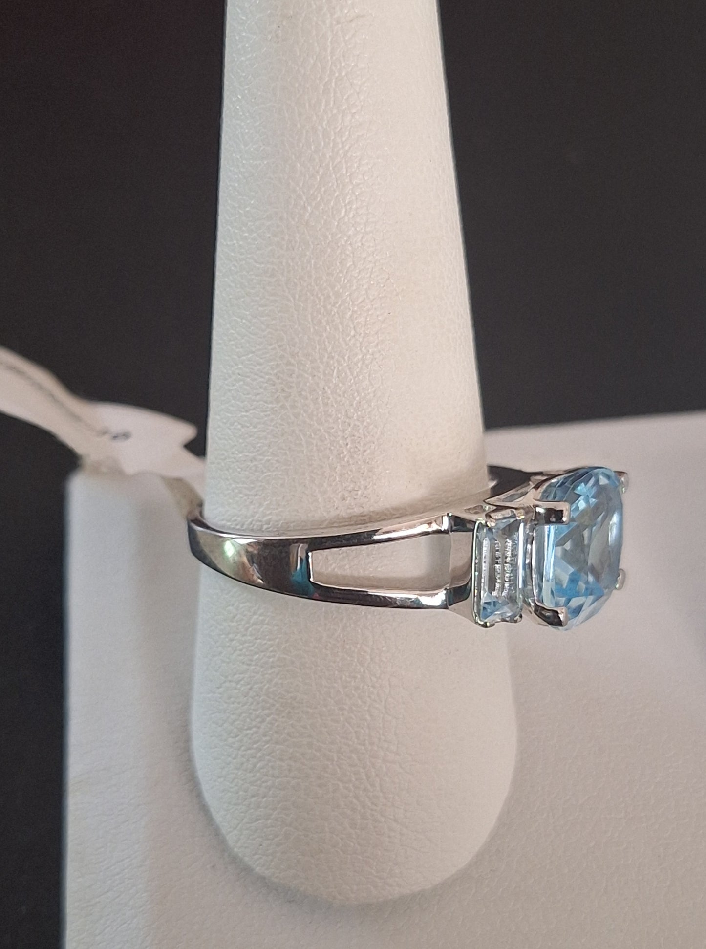 Cushion-Cut Swiss Blue Topaz Ring