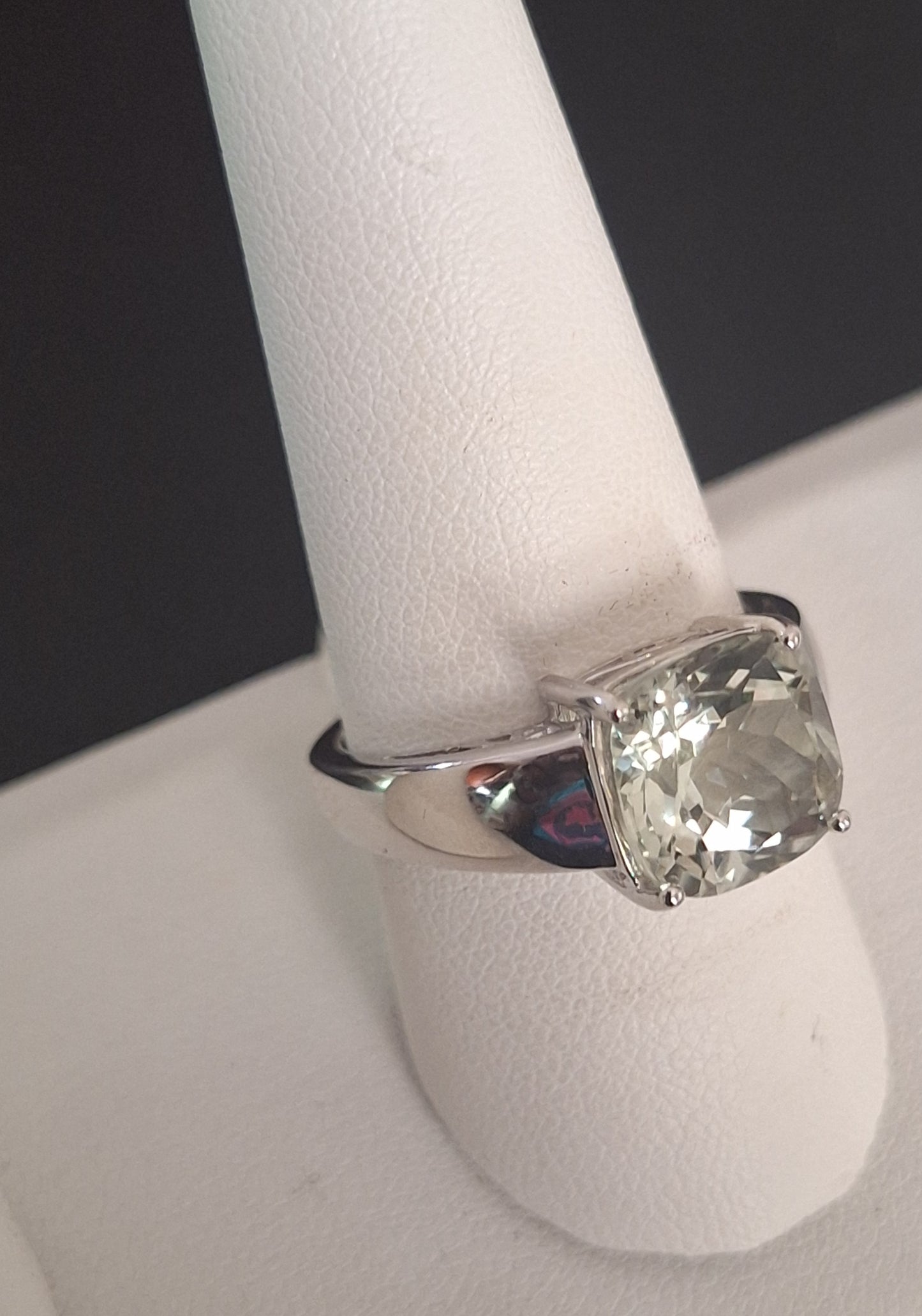 925 Sterling Silver Green Amethyst Ring