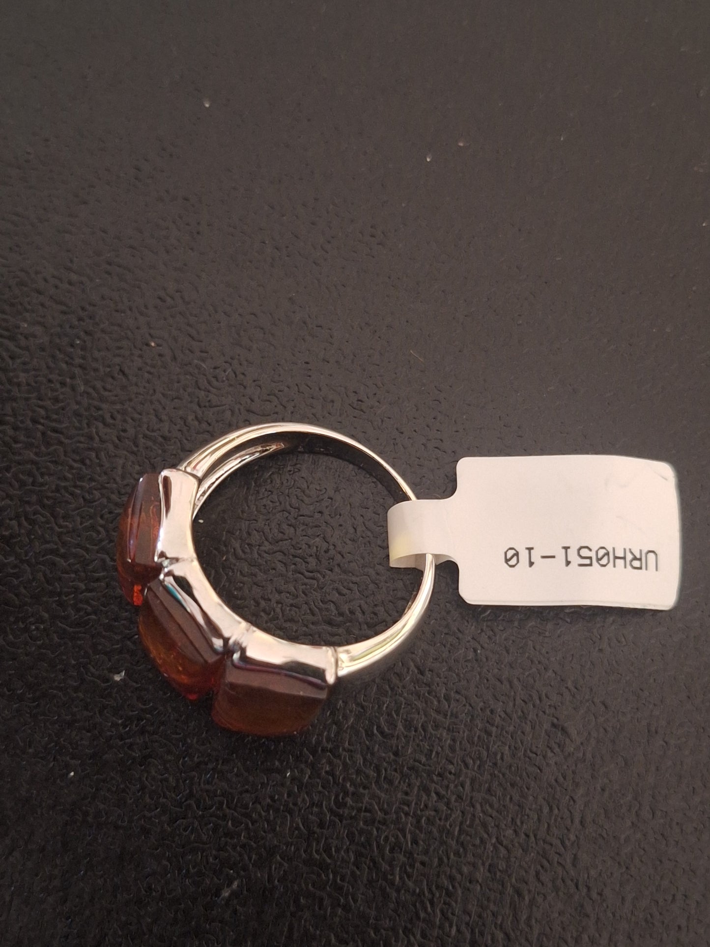 Vintage 925 Sterling Silver Amber triple stone Ring