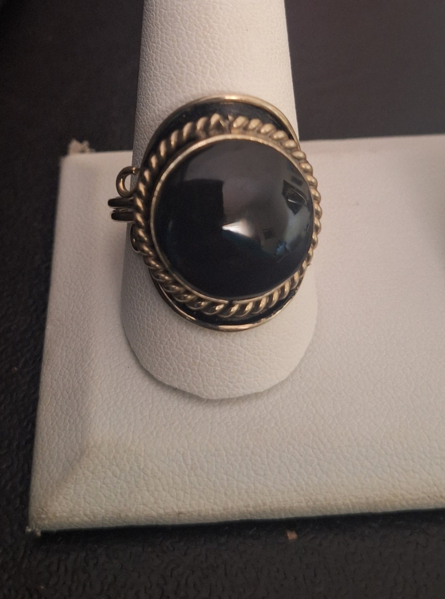 Vintage Hecho In Mexico Sterling Silver Onyx Ring