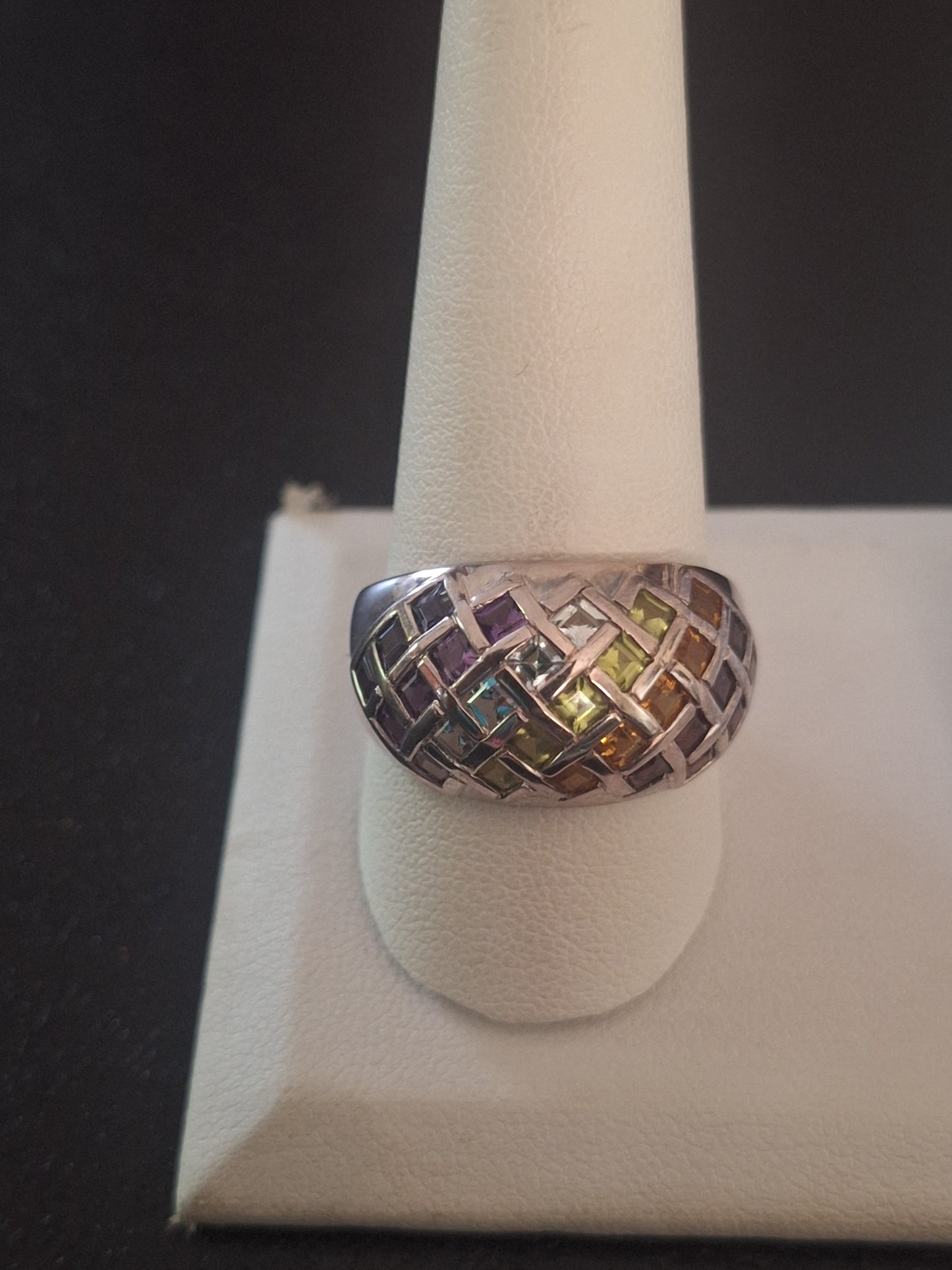 Sterling Silver Ring With Colored Stones