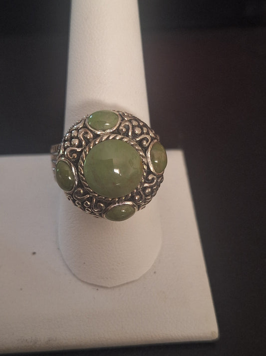 Sterling Silver Natural Jade Ring