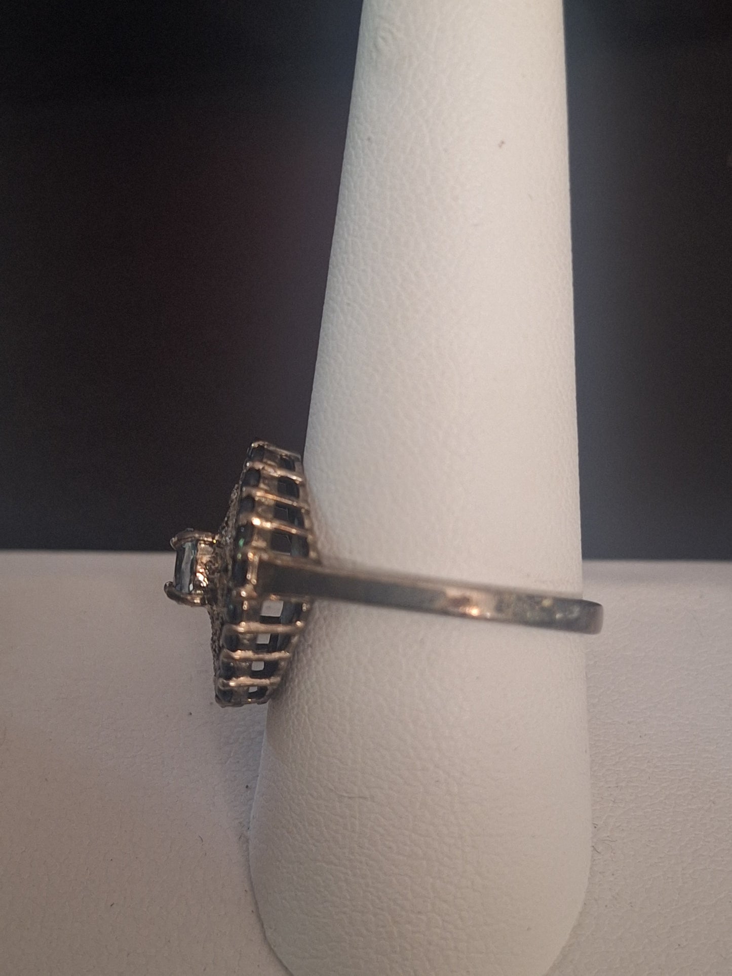 Vintage Style Aquamarine and Sapphire Ring