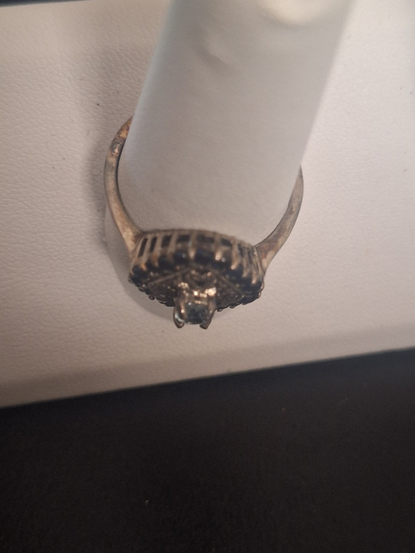 Vintage Style Aquamarine and Sapphire Ring