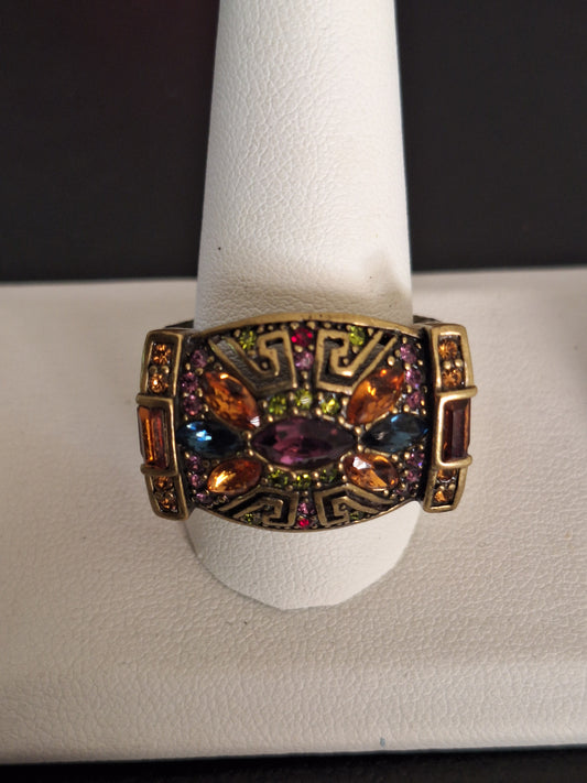Heidi Daus Bronze Colorful Swarovski Crystals Ring