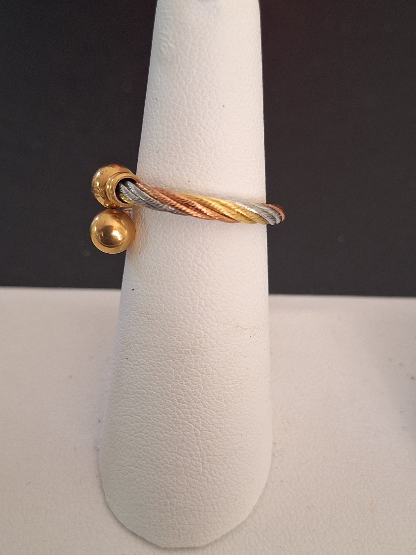 Three Color Twisted Cable Wire Ring Stainless Steel