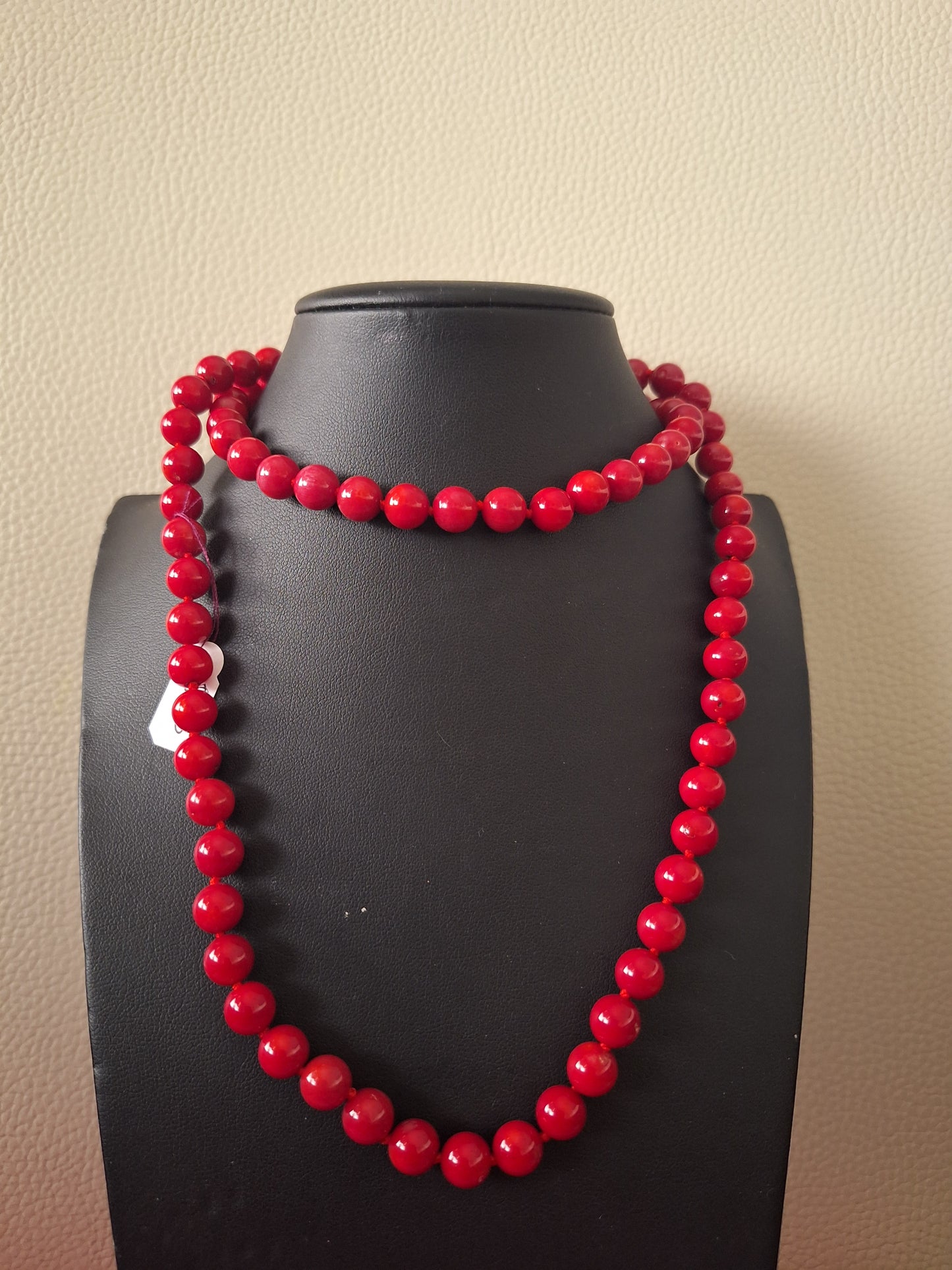 Monet Red Glass Bead Necklace