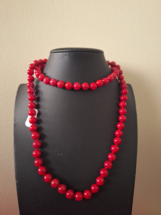 Monet Red Glass Bead Necklace