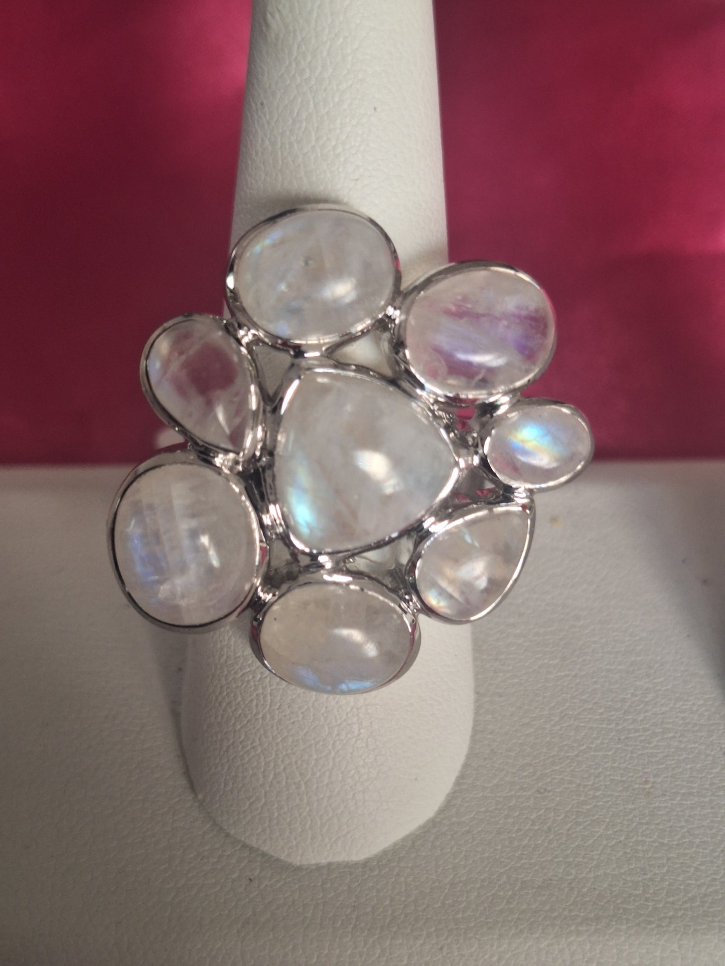 Vintage Rainbow Moonstone Sterling Ring