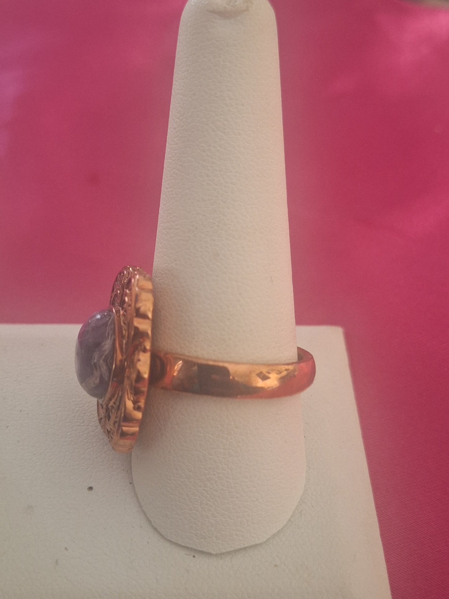 Purple Cabochon Marble Ring