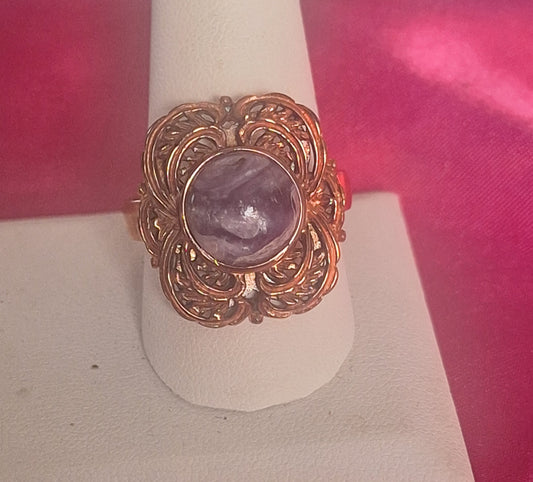 Purple Cabochon Marble Ring