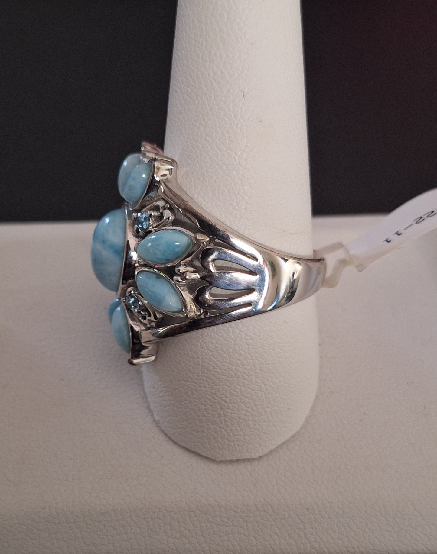 Colleen Lopez Sterling Silver Larimar, Swiss Topaz & White Topaz Ring