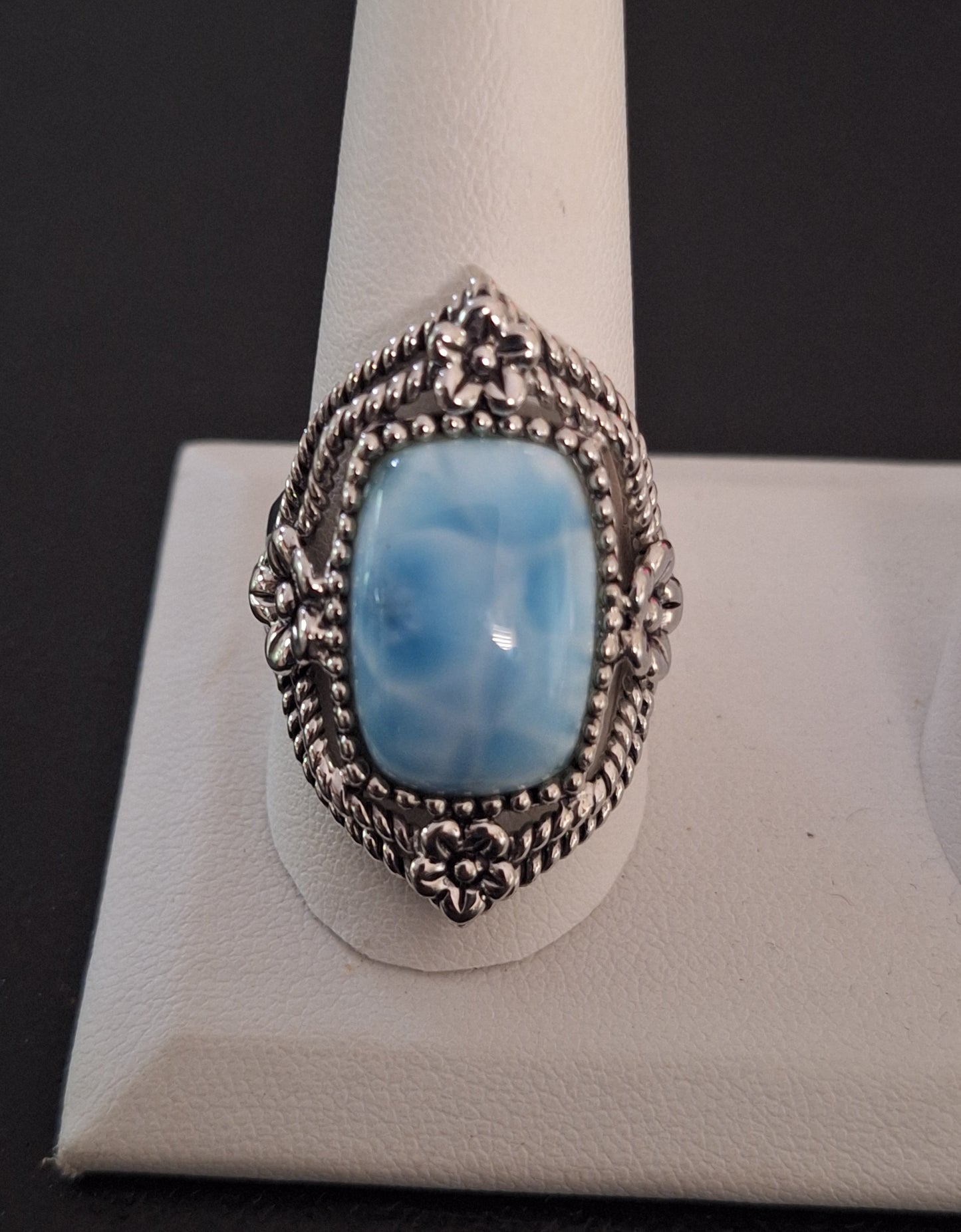 Sterling Silver Larimar Swiss Ring