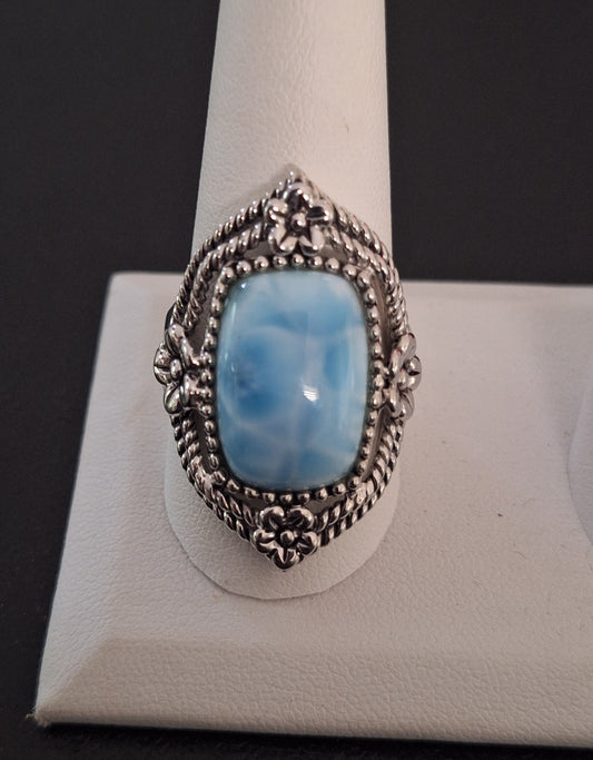 Sterling Silver Larimar Swiss Ring