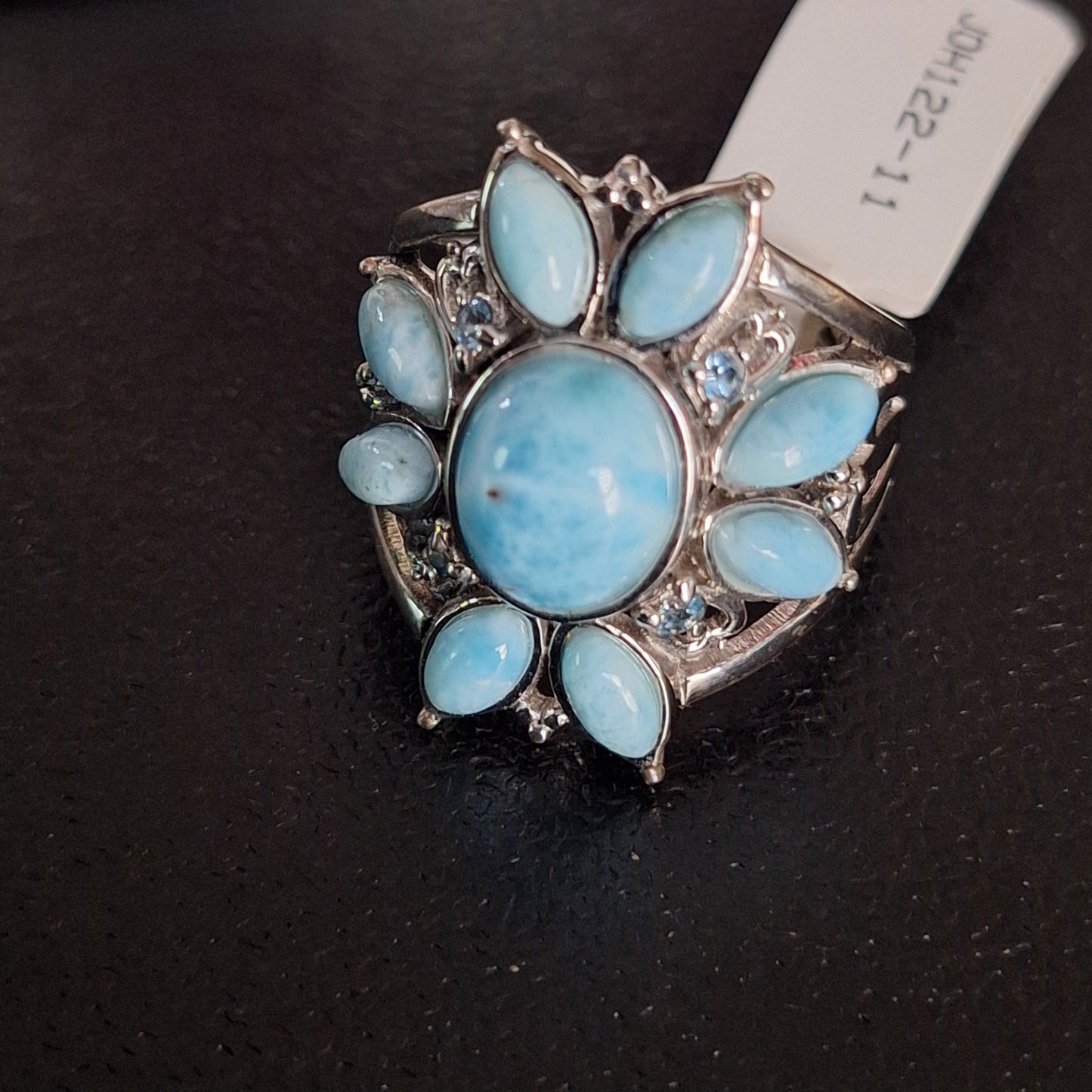 Colleen Lopez Sterling Silver Larimar, Swiss Topaz & White Topaz Ring