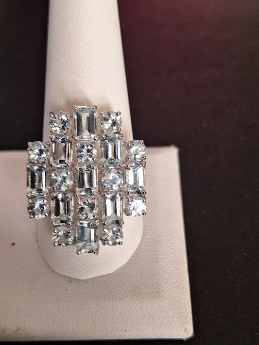 Sterling Silver Aquamarine Statement Cocktail Ring