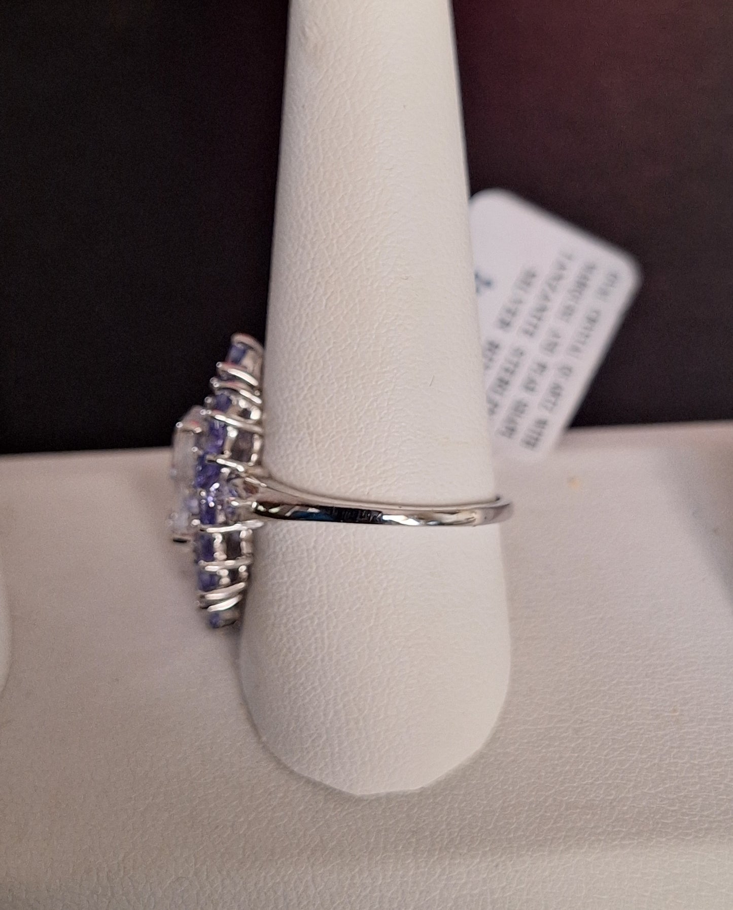 Oval Crystal Quartz With Marquise and Pear Shaped Tanzanite Sterling Silver Ring