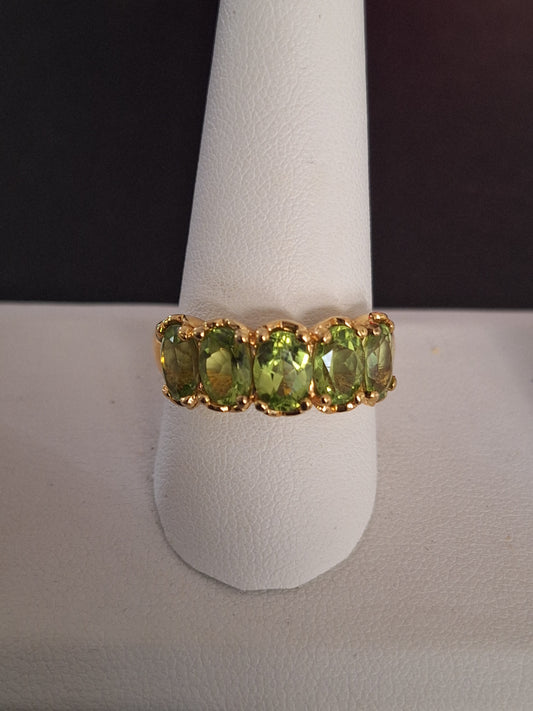 Five Stone Oval Peridot Ring
