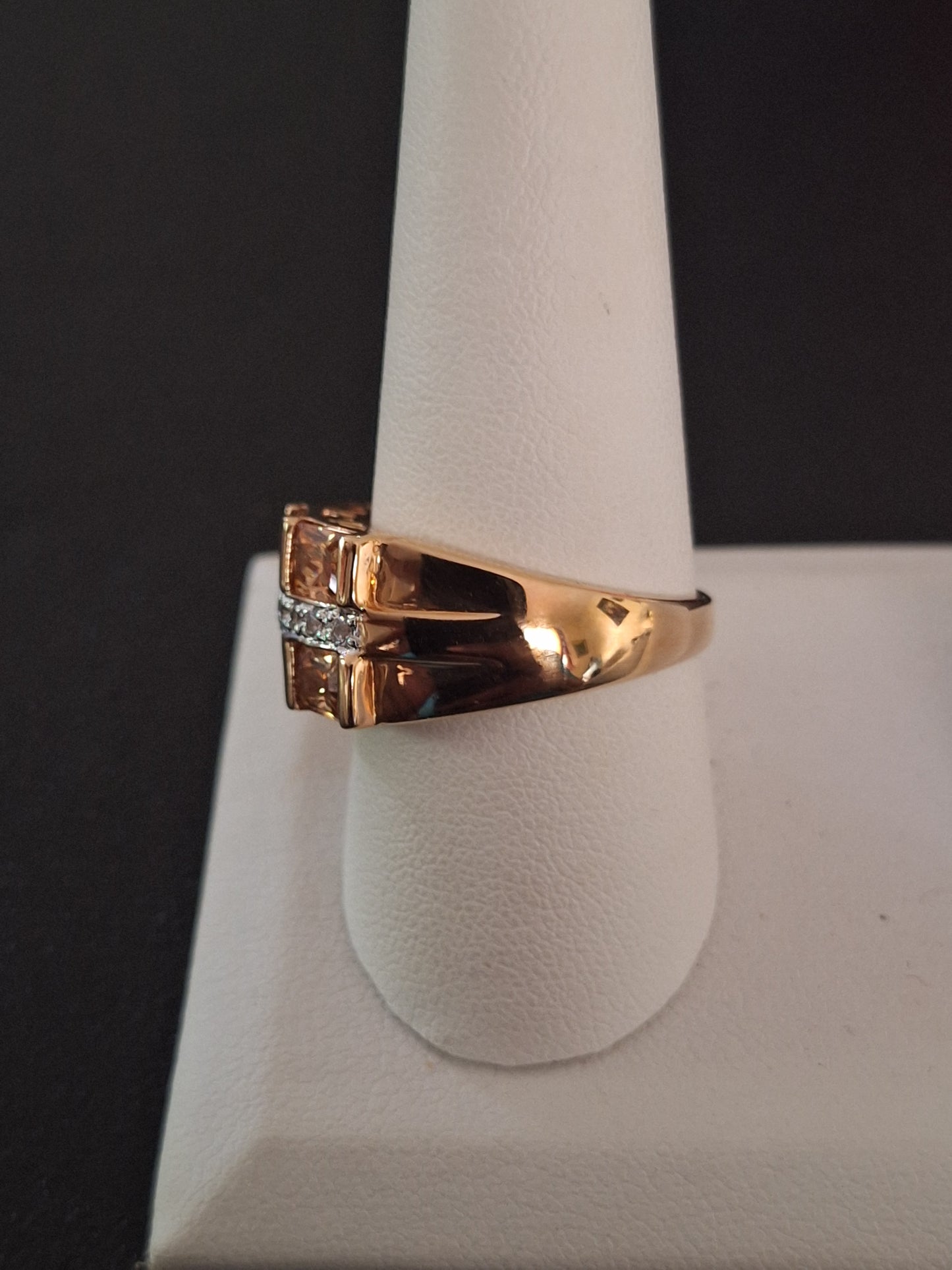 Rose Gold Rare Spesartite Garnet Ring Six Stone