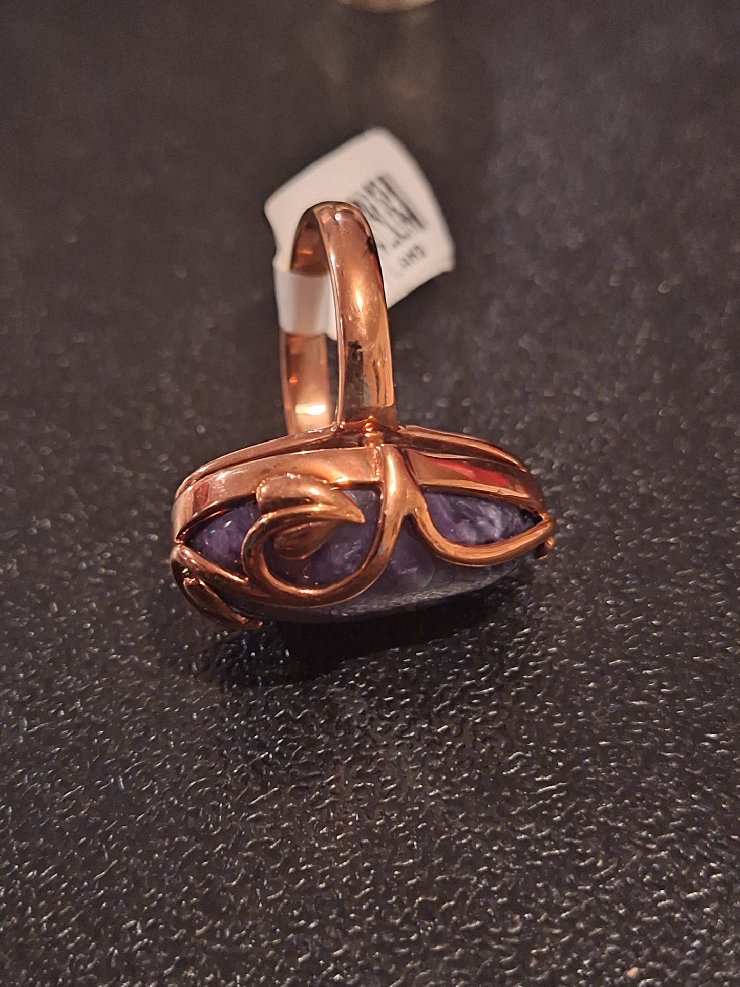 Copper Purple Charoite Mosaic Mystical Healing ring