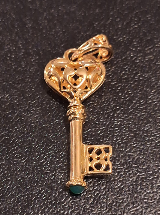 Vintage Vermeil Gold Filled 925 Sterling Silver Key Pendant